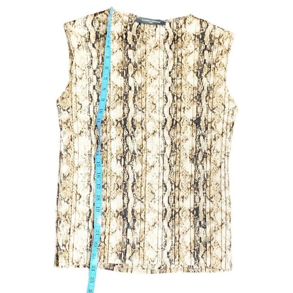 Sandro Ferrone Women’s Snake Skin Print Sleeveless Pleated Silk Blouse Top S/M - Picture 7 of 8